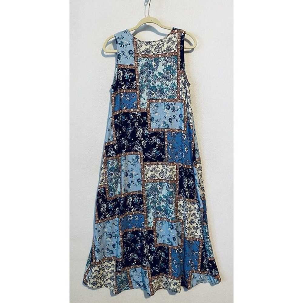 J Jill Dress Womens Medium Blue Boho Floral Patch… - image 4