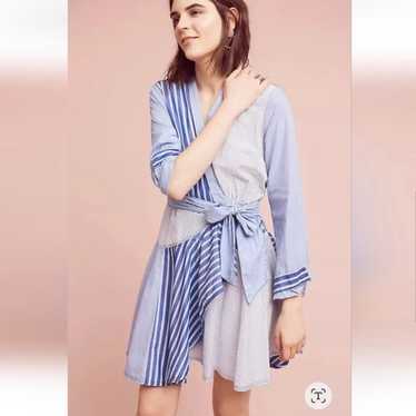 Anthropologie Maeve Blue White Newport Striped Wr… - image 1