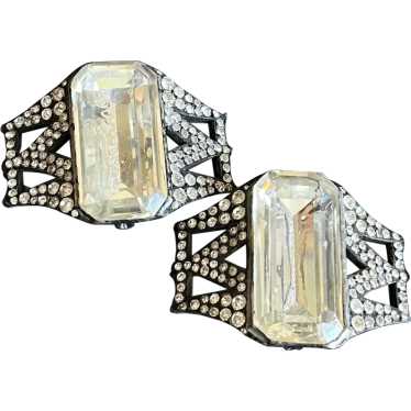 Pair of 1920s Art Deco French Paste Crystal Rhine… - image 1