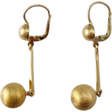 18K Yellow Gold Dangle Ball Earrings #17289
