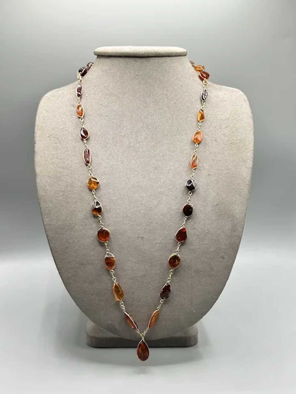 Genuine Caged Wire Wrapped Amber Necklace & Brace… - image 3