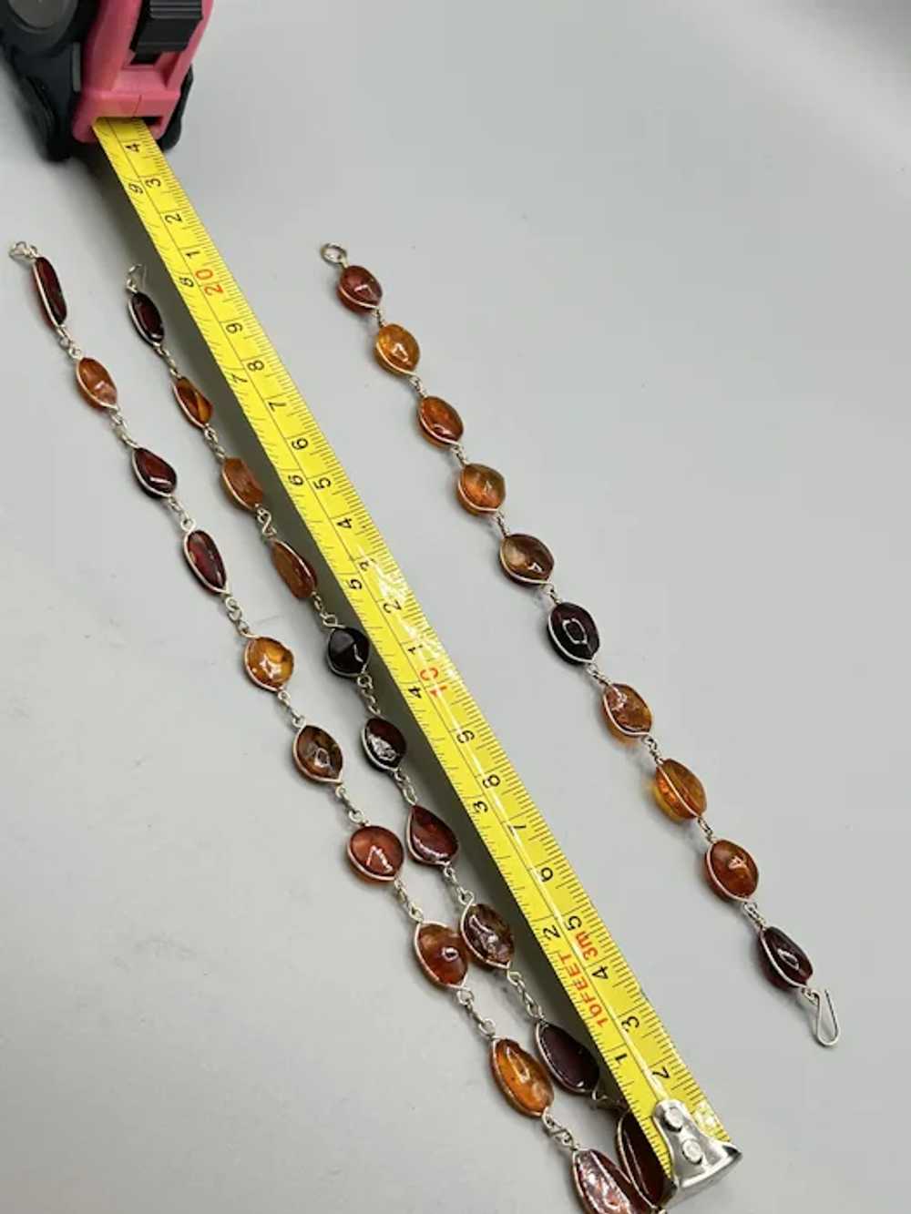 Genuine Caged Wire Wrapped Amber Necklace & Brace… - image 8