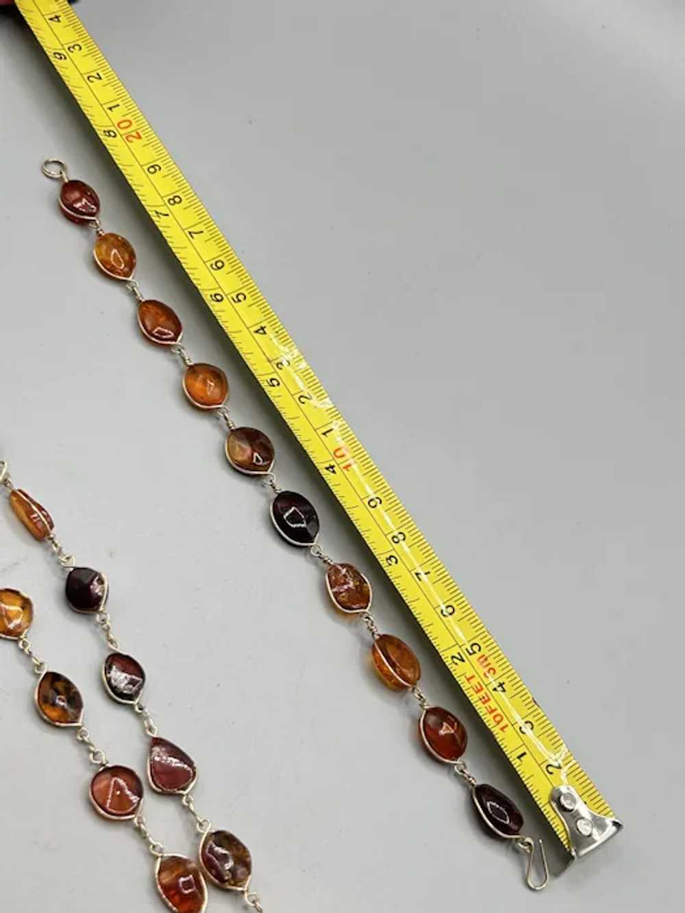 Genuine Caged Wire Wrapped Amber Necklace & Brace… - image 9