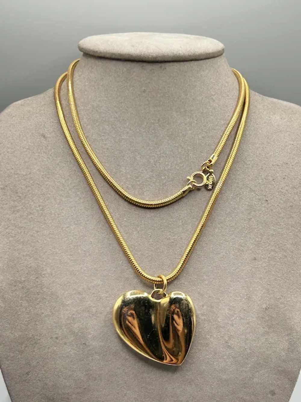 Vintage Carolee Heart Necklace 90s Long Snake Coi… - image 4