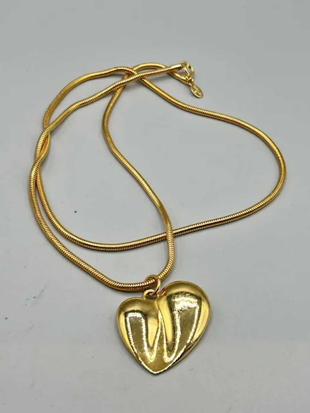 Vintage Carolee Heart Necklace 90s Long Snake Coi… - image 6