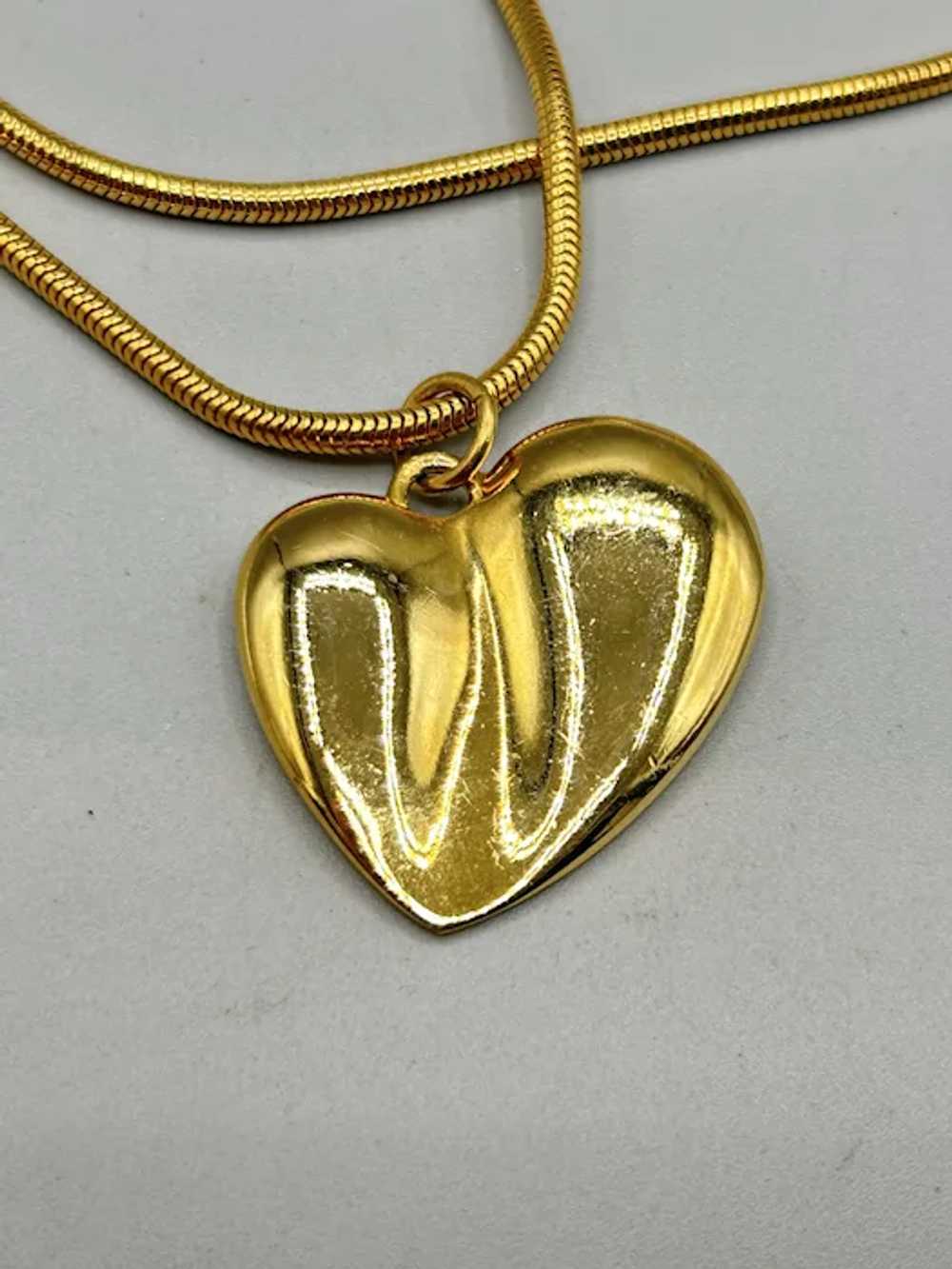 Vintage Carolee Heart Necklace 90s Long Snake Coi… - image 7