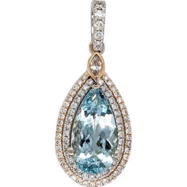 3ct Aquamarine Pendant w Earth Mined Diamonds in … - image 1