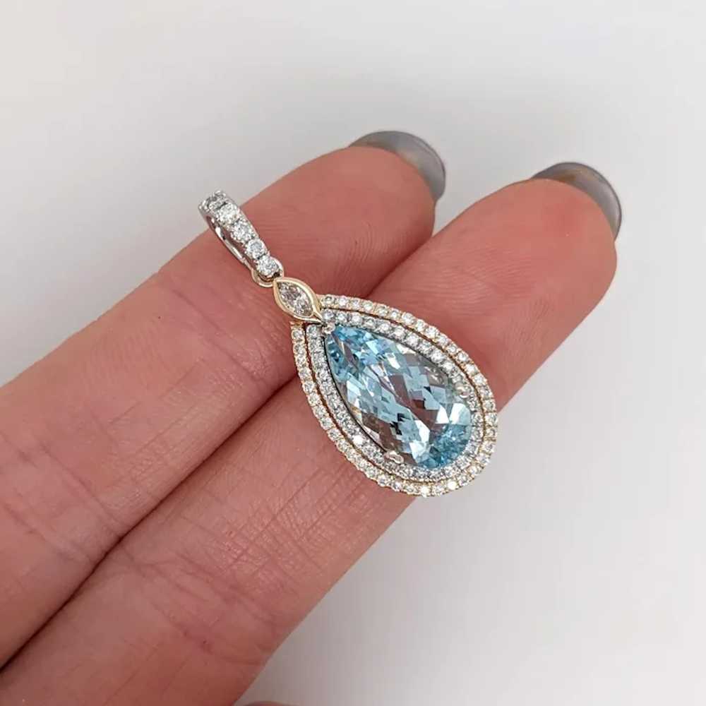 3ct Aquamarine Pendant w Earth Mined Diamonds in … - image 5