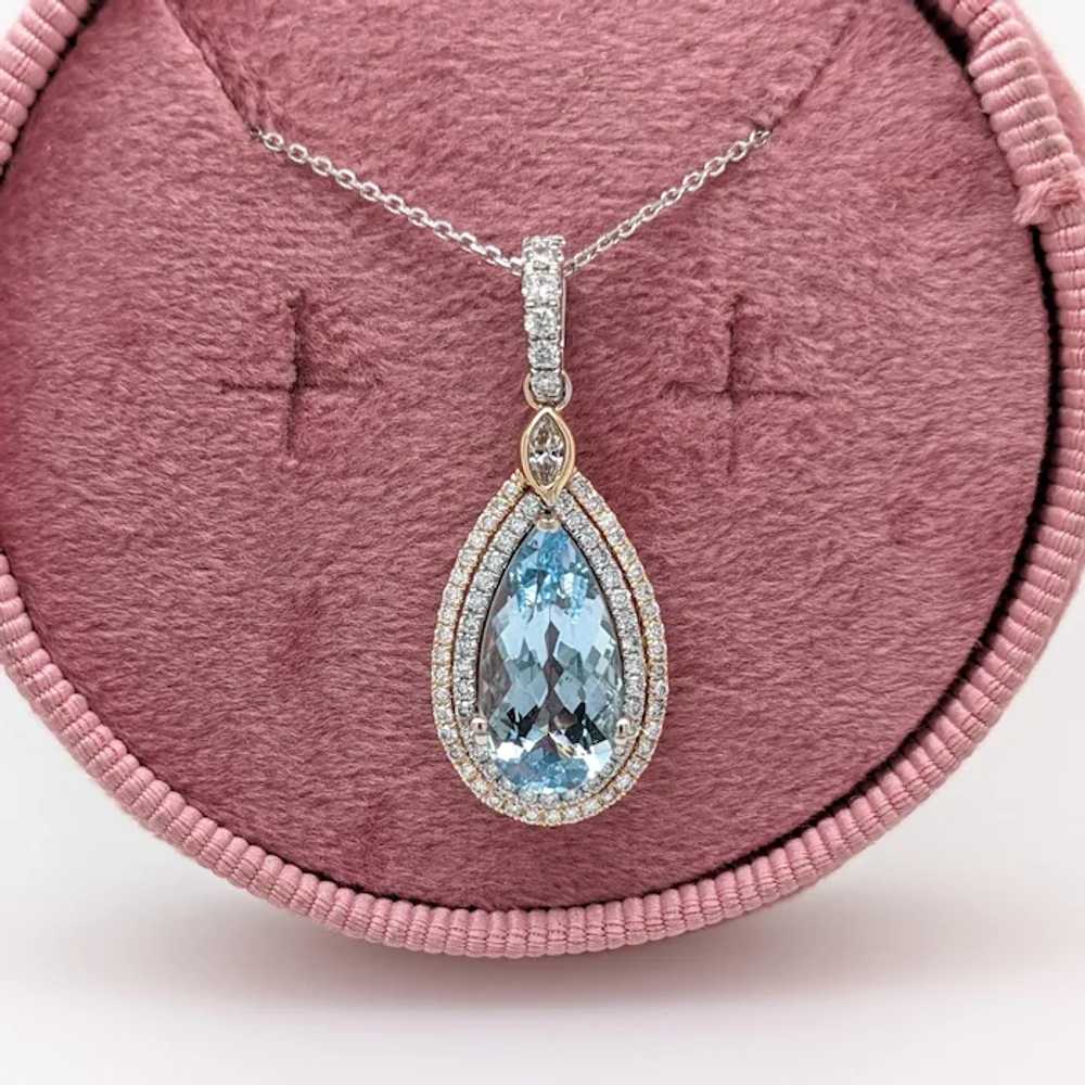 3ct Aquamarine Pendant w Earth Mined Diamonds in … - image 6