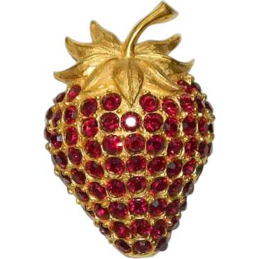 Rare! Rapallo Signed Pomegranate Red Crystal Stra… - image 1