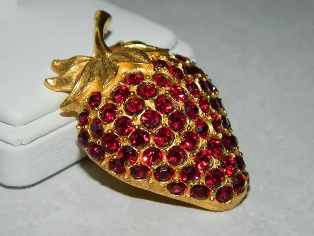 Rare! Rapallo Signed Pomegranate Red Crystal Stra… - image 3