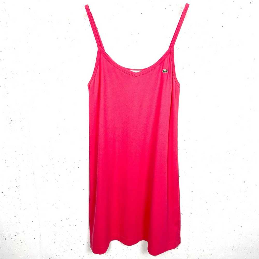 Lacoste Womens Spaghetti Strap Tank Dress Pink Mi… - image 1