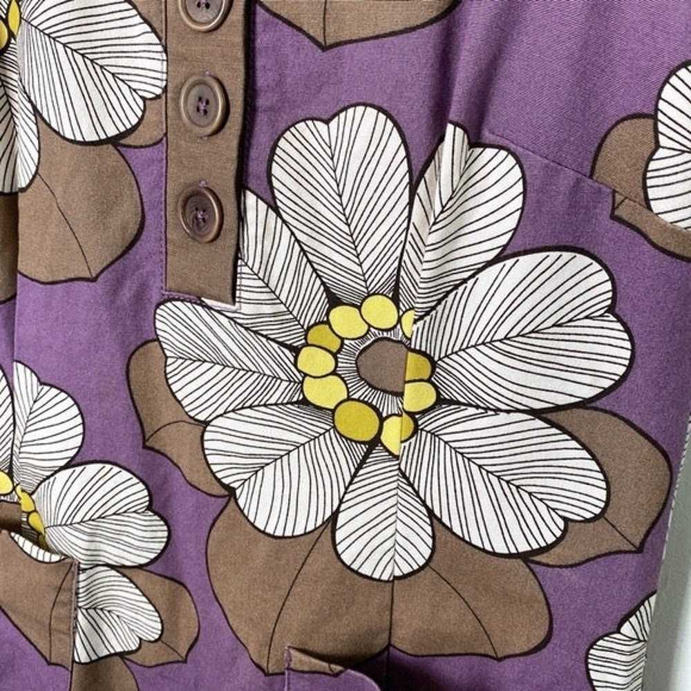 Boden Canvas Large Floral Sleeveless Button Midi … - image 3