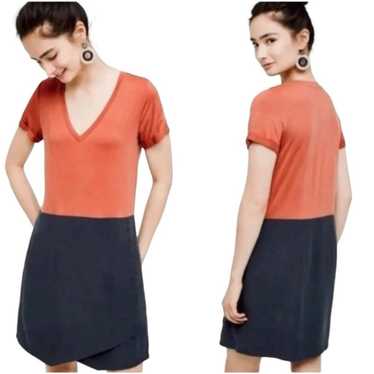 Dolan Anthropologie Color Block Short Sleeve Knee… - image 1