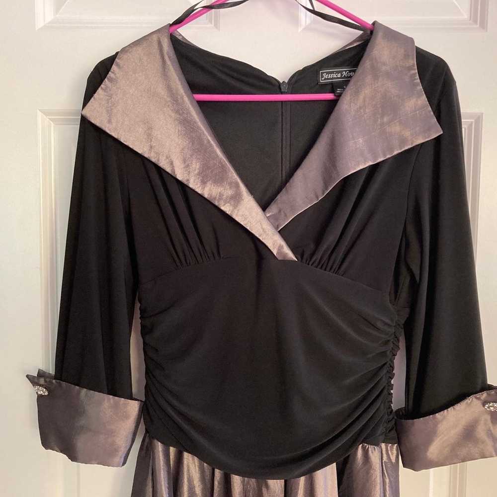 Formal Mid-Length Black & Metallic Grey Dress by … - image 2