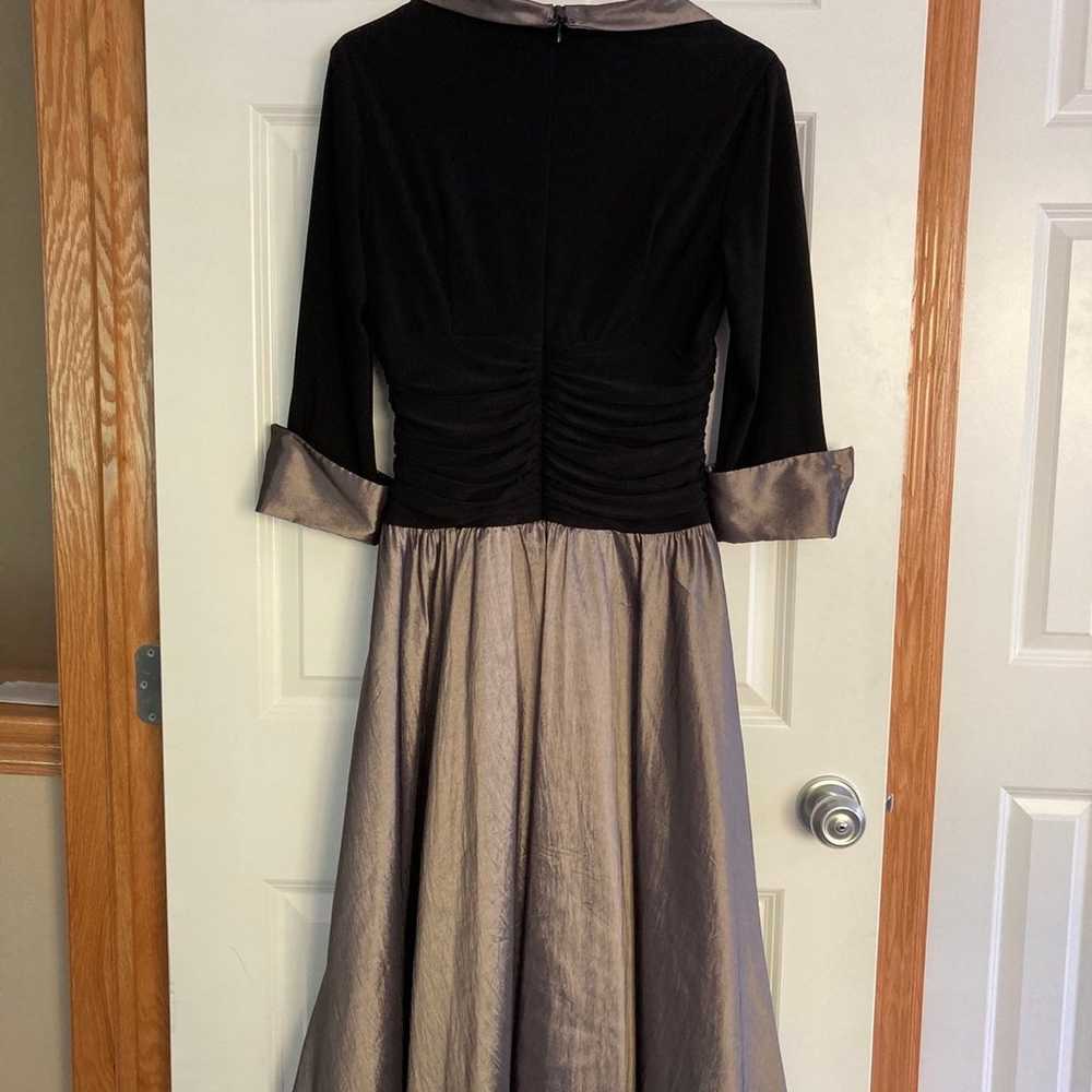 Formal Mid-Length Black & Metallic Grey Dress by … - image 3