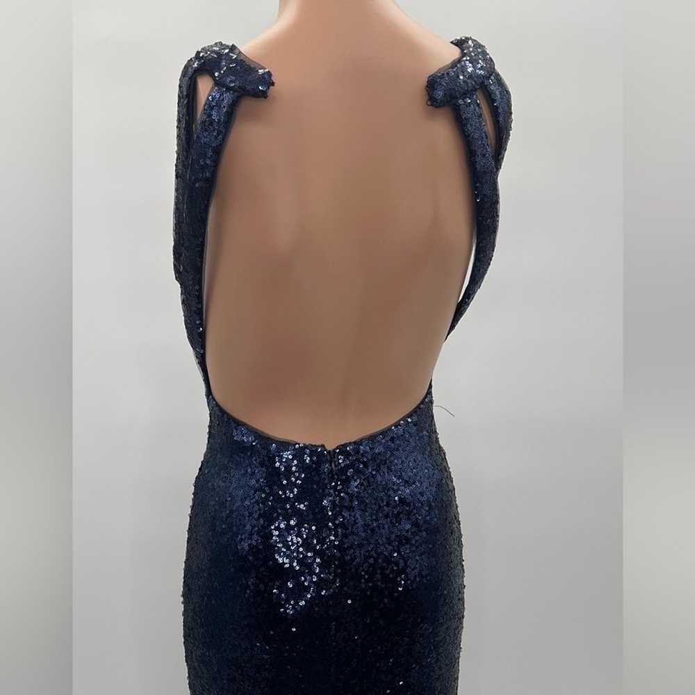 Morgan & Co Gorgeous Navy Blue Sequin Backless Ma… - image 11