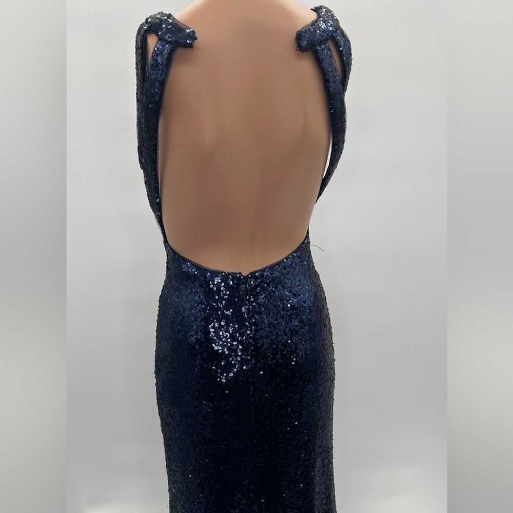 Morgan & Co Gorgeous Navy Blue Sequin Backless Ma… - image 12