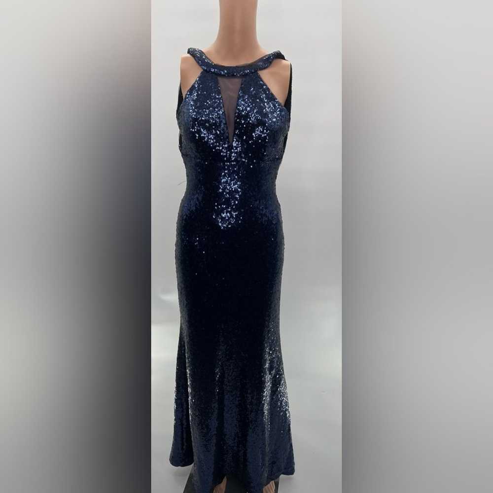 Morgan & Co Gorgeous Navy Blue Sequin Backless Ma… - image 2