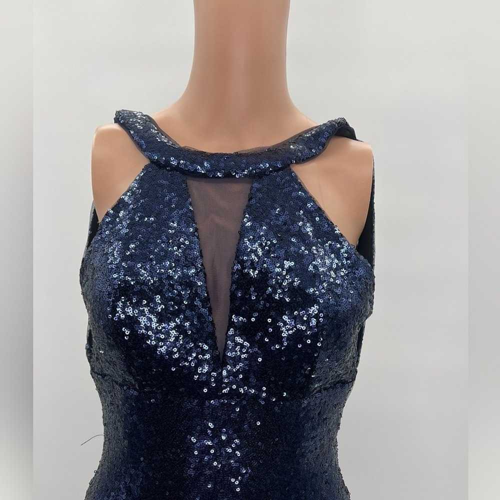 Morgan & Co Gorgeous Navy Blue Sequin Backless Ma… - image 3