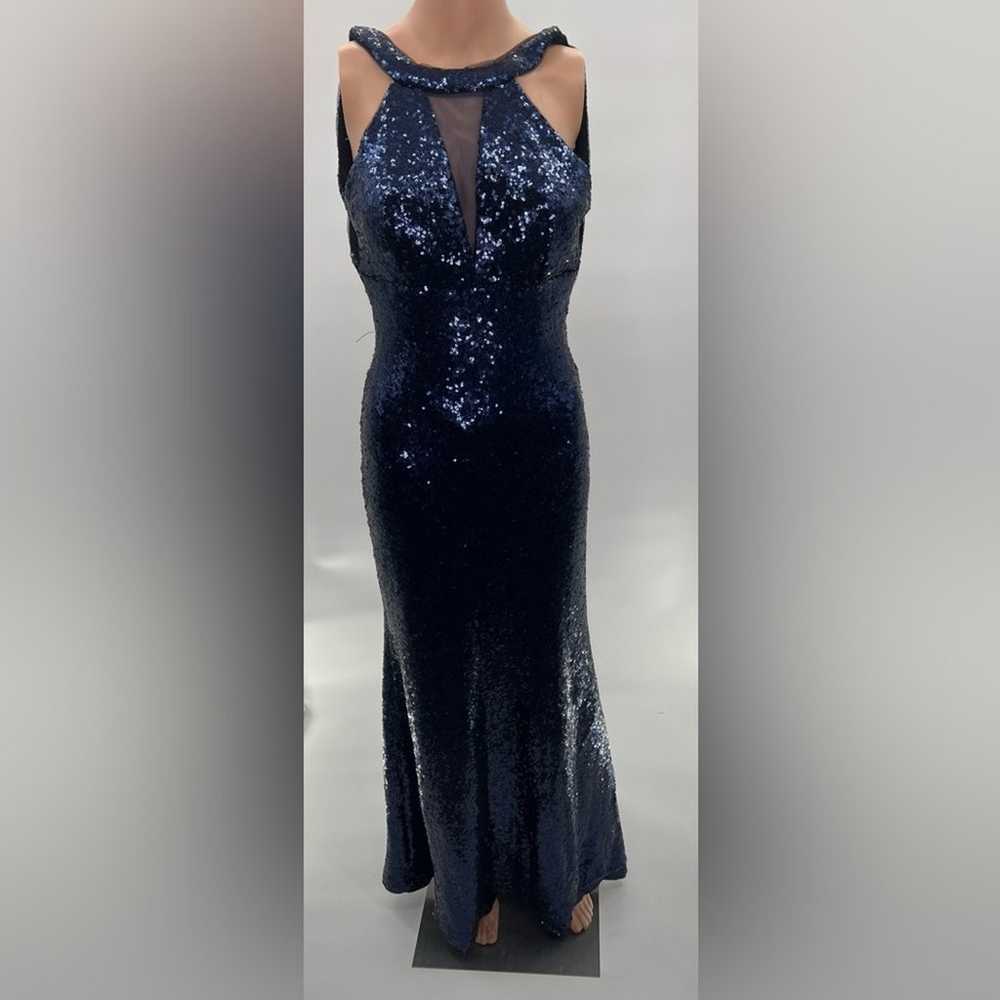 Morgan & Co Gorgeous Navy Blue Sequin Backless Ma… - image 5