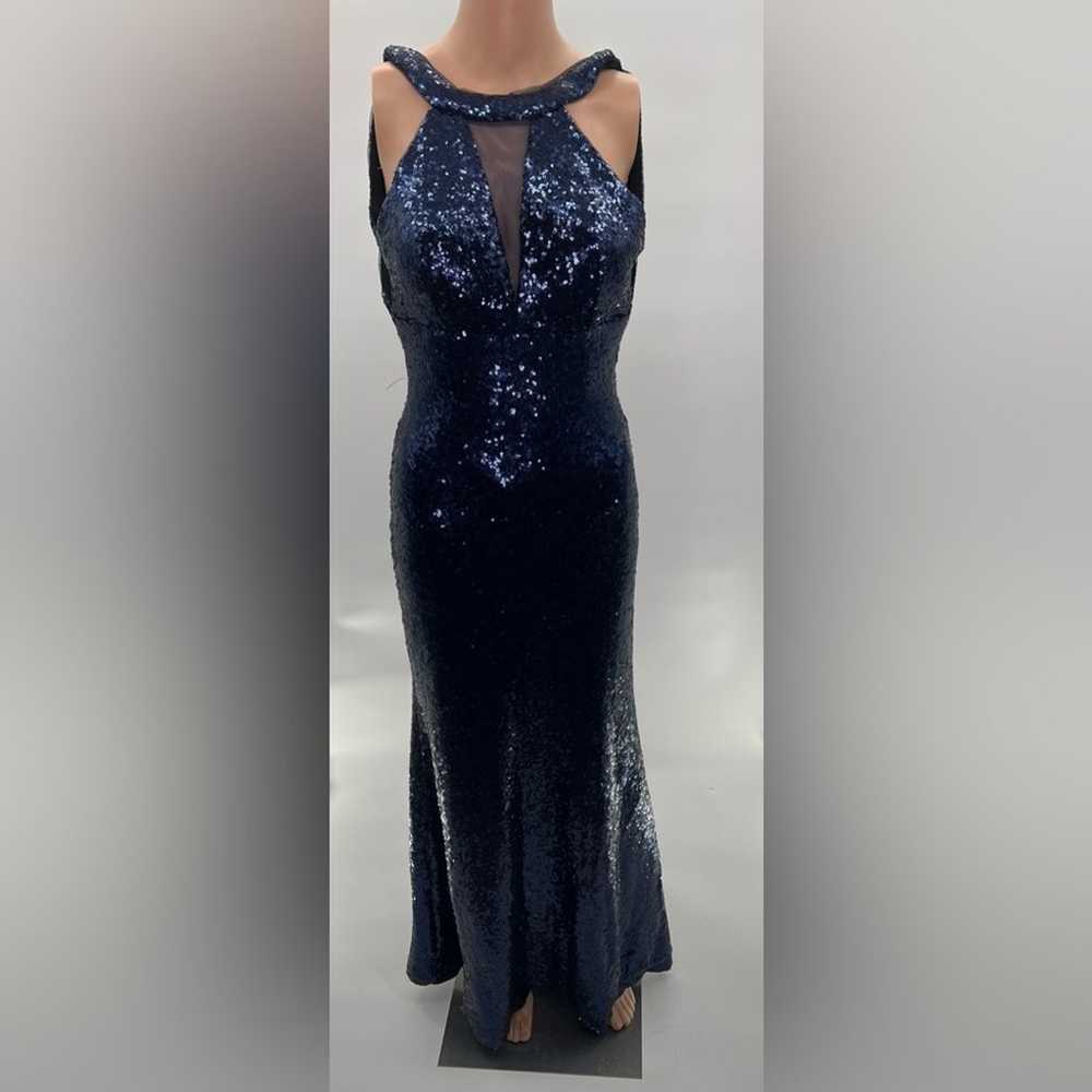 Morgan & Co Gorgeous Navy Blue Sequin Backless Ma… - image 6