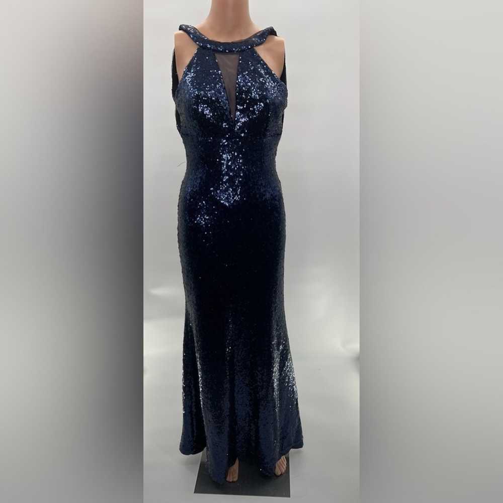 Morgan & Co Gorgeous Navy Blue Sequin Backless Ma… - image 7