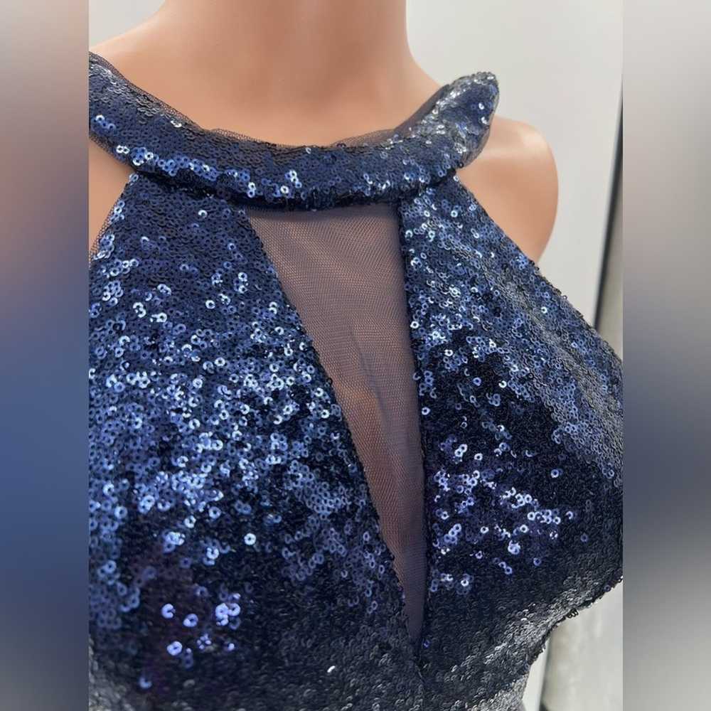 Morgan & Co Gorgeous Navy Blue Sequin Backless Ma… - image 8