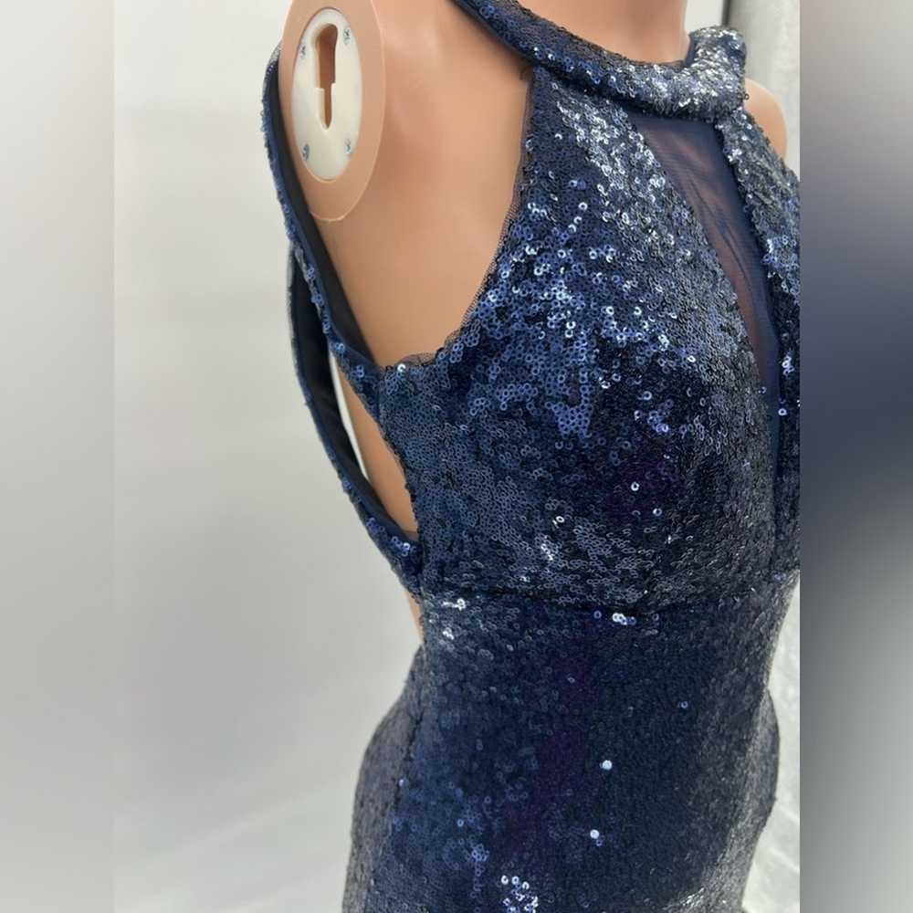 Morgan & Co Gorgeous Navy Blue Sequin Backless Ma… - image 9