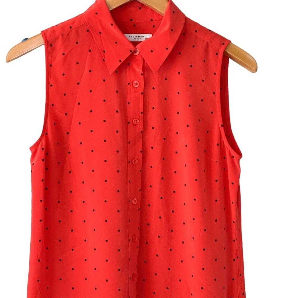 Equipment 100% Silk Button Down Sleeveless Coral … - image 2