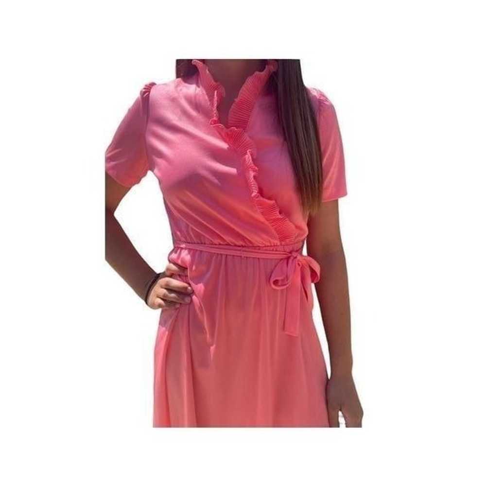 vintage flirty faux wrap dress - peachy pink - image 10