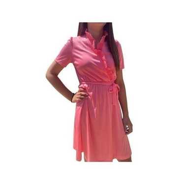 vintage flirty faux wrap dress - peachy pink - image 1