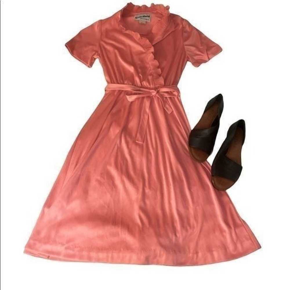 vintage flirty faux wrap dress - peachy pink - image 2