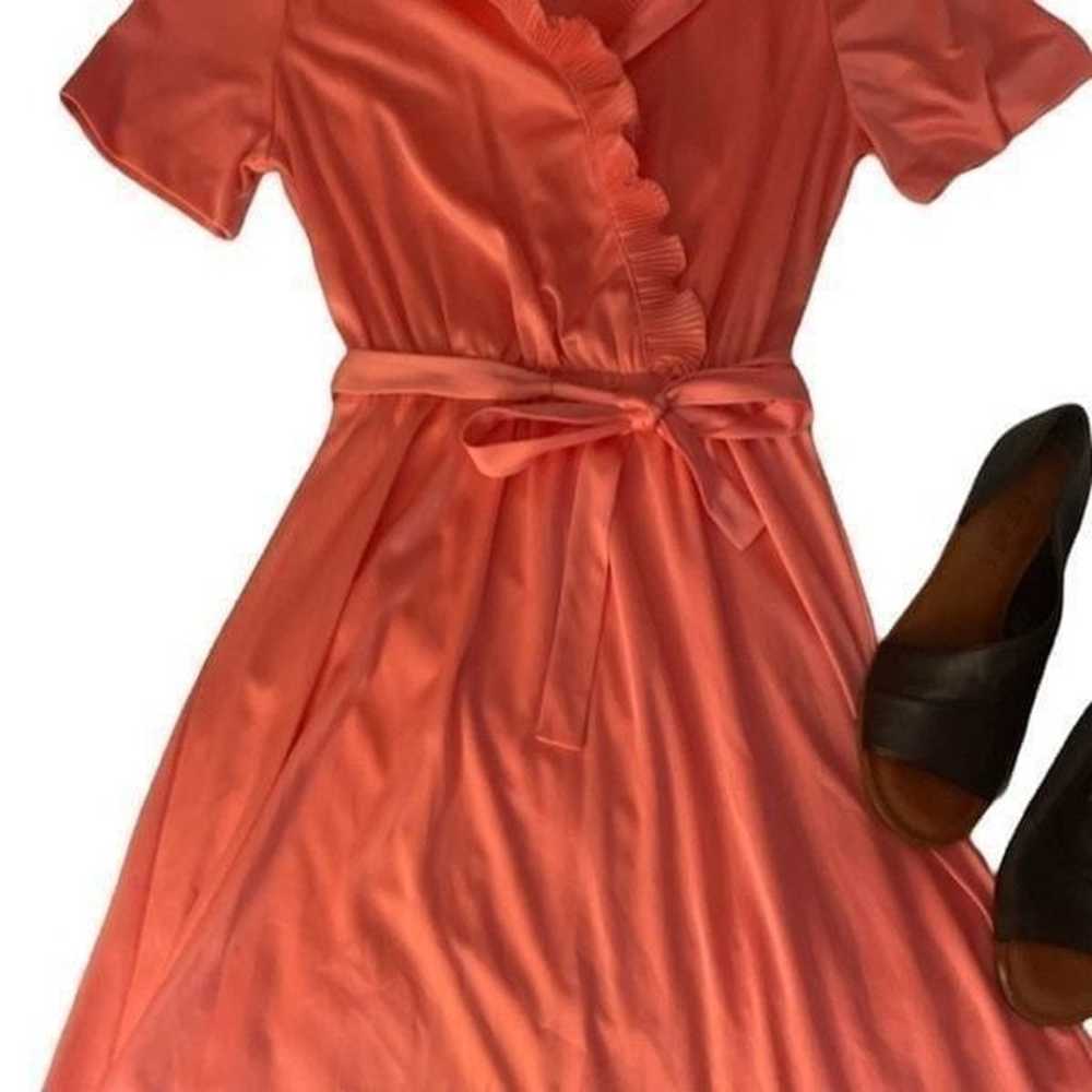 vintage flirty faux wrap dress - peachy pink - image 3