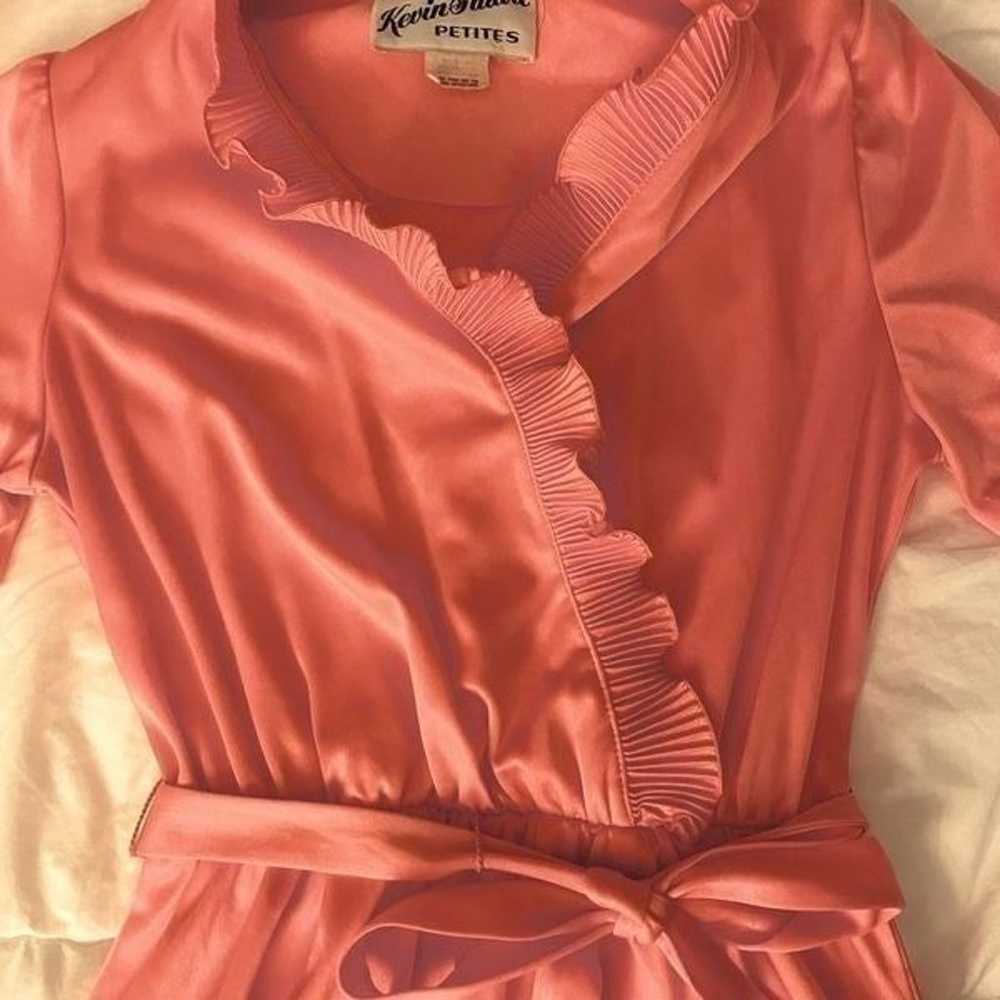 vintage flirty faux wrap dress - peachy pink - image 4