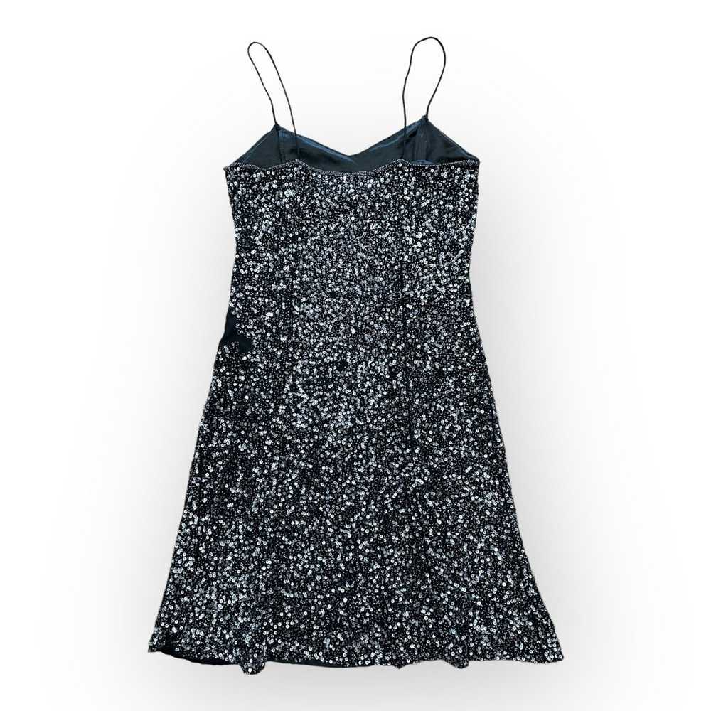 Scala Vintage y2k Black Sequined Silk Mini Dress … - image 3
