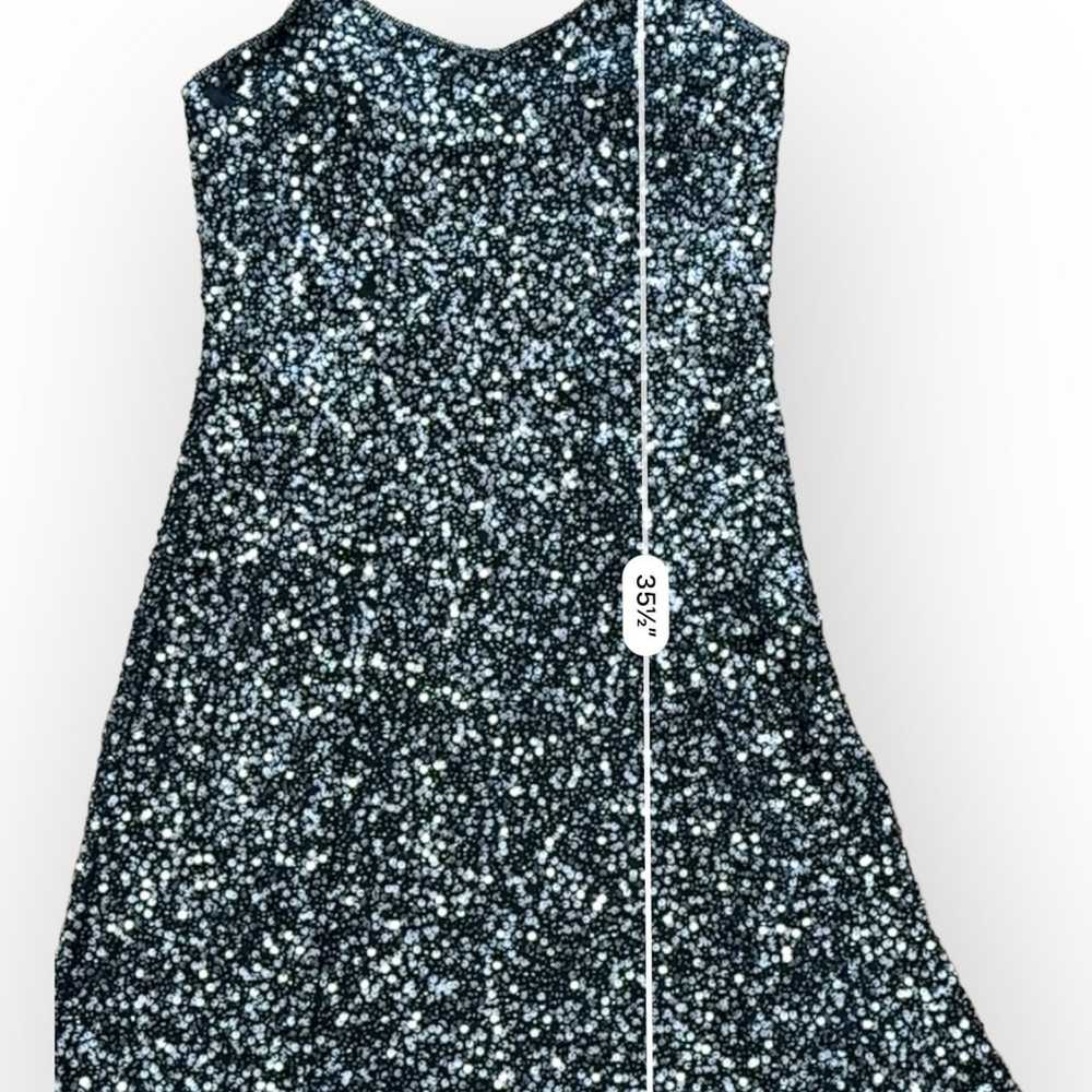 Scala Vintage y2k Black Sequined Silk Mini Dress … - image 5
