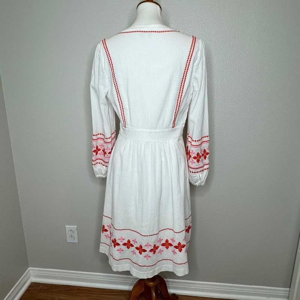 Boden NWOT Marla Gauze Dress White w. Red Pink Em… - image 6