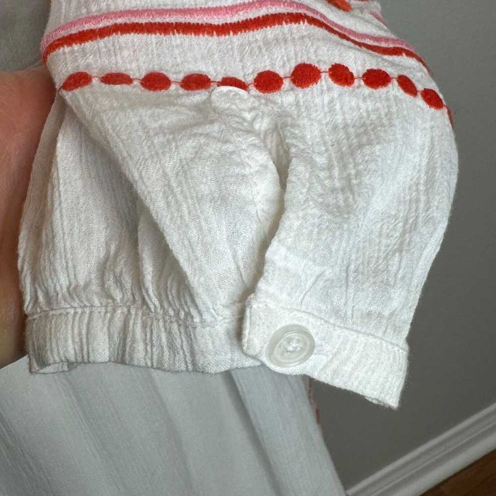 Boden NWOT Marla Gauze Dress White w. Red Pink Em… - image 8