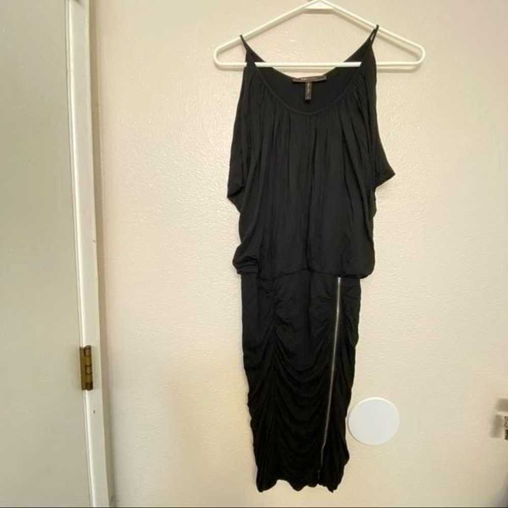 BCBGMaxazria Doris Black Dress Bodycon Size Ruche… - image 11
