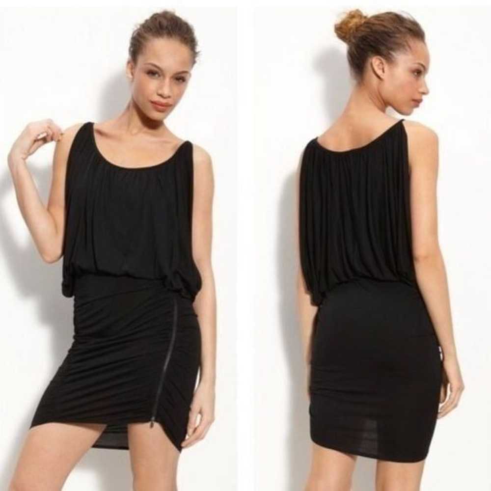 BCBGMaxazria Doris Black Dress Bodycon Size Ruche… - image 1