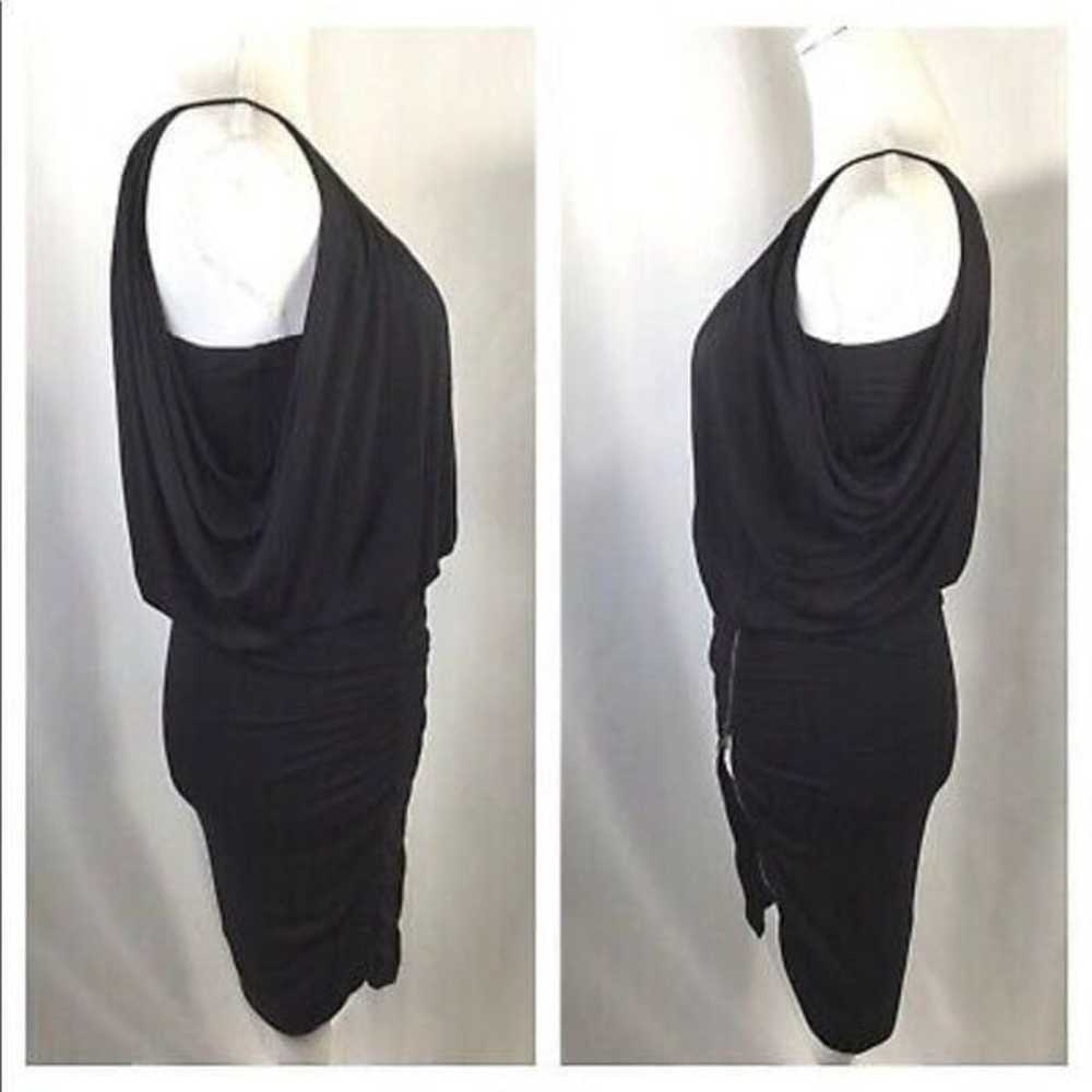 BCBGMaxazria Doris Black Dress Bodycon Size Ruche… - image 2