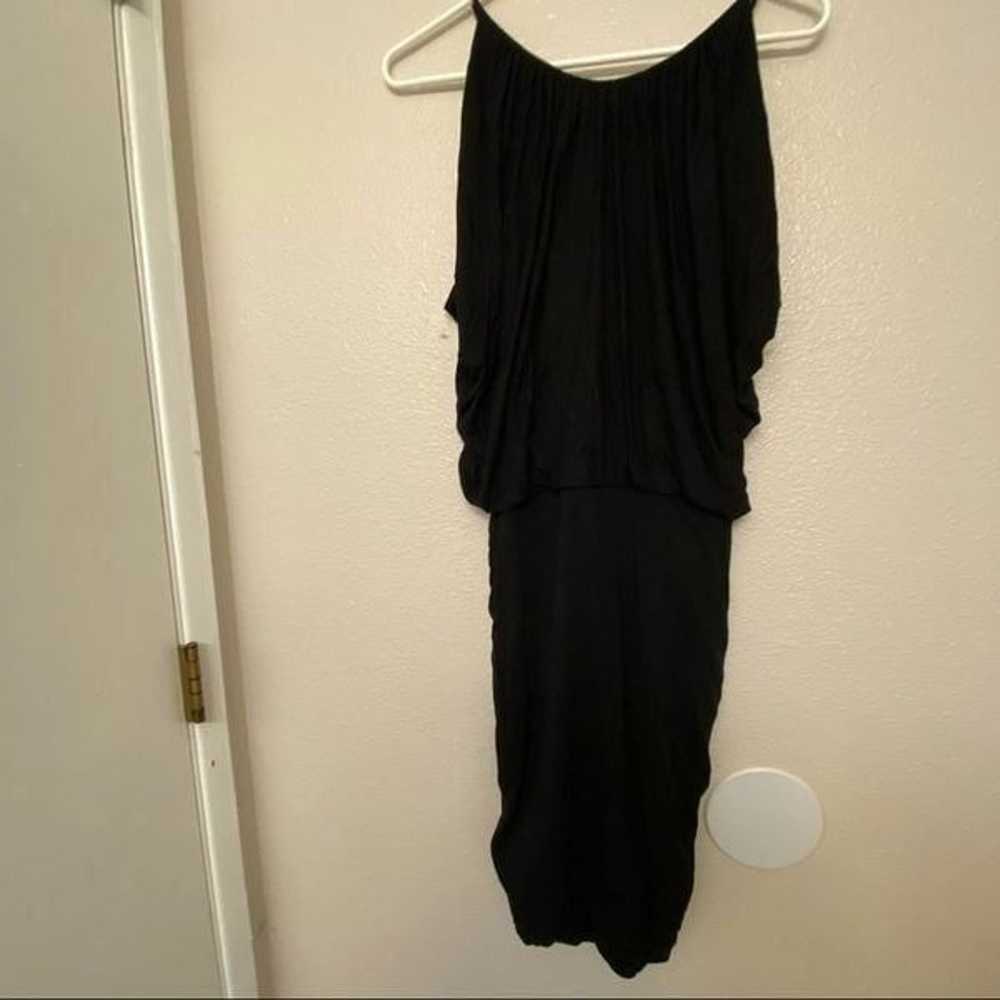 BCBGMaxazria Doris Black Dress Bodycon Size Ruche… - image 3