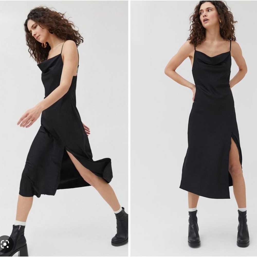 Urban Outfitters Black Cowl Neck Midi Slip Dress - image 1