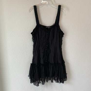 Pretty Angel Black Mini Dress Linen Blend Size La… - image 1