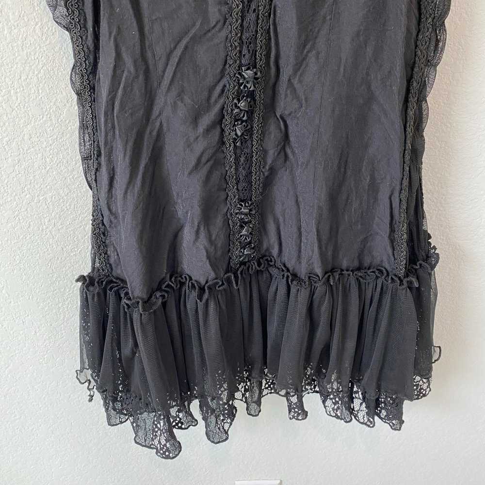 Pretty Angel Black Mini Dress Linen Blend Size La… - image 3