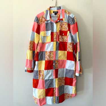 Lands’ End Multi Color Quilted Patchwork Striped F