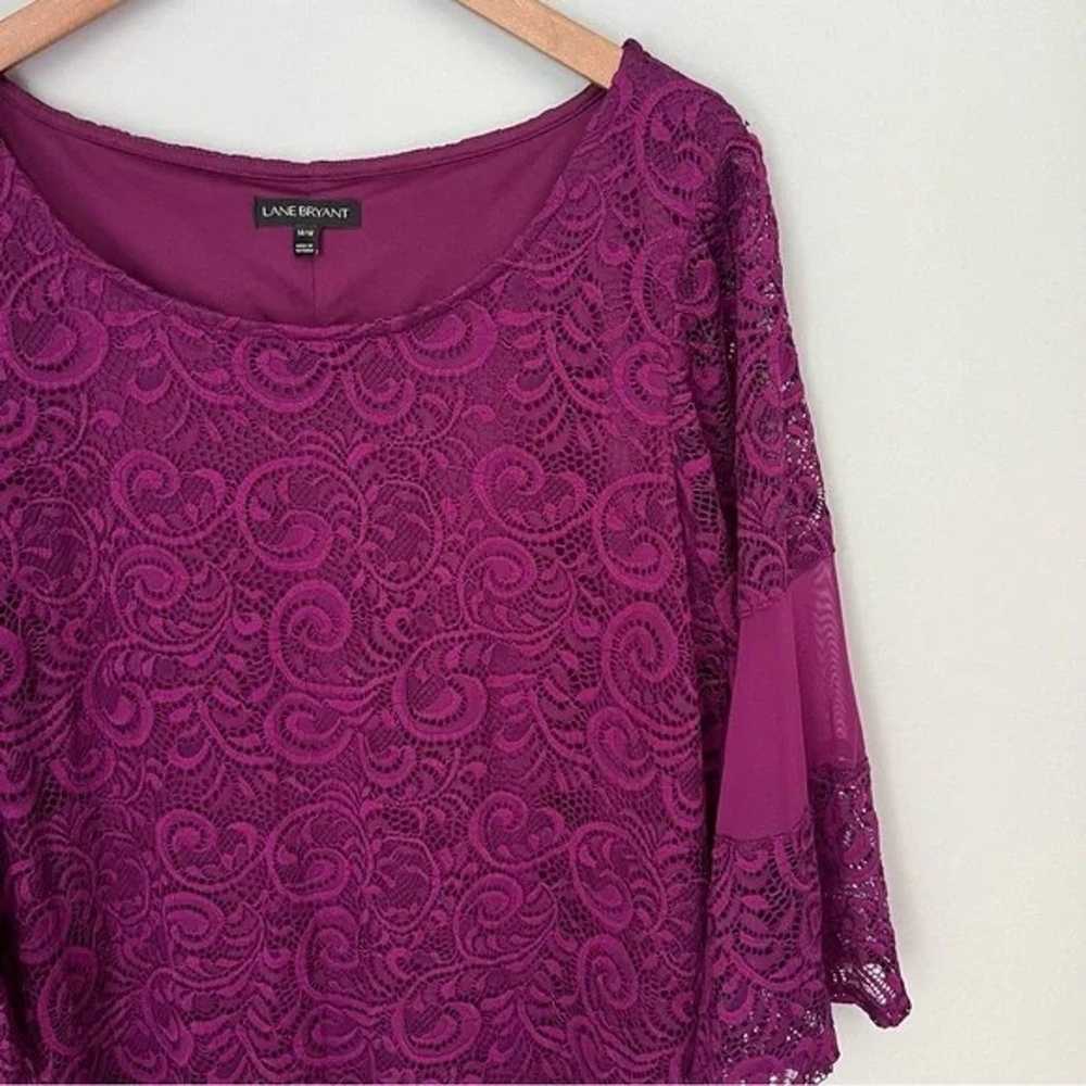 Lane Bryant Mesh Bell Sleeve Lace Dress Size 14/16 - image 2