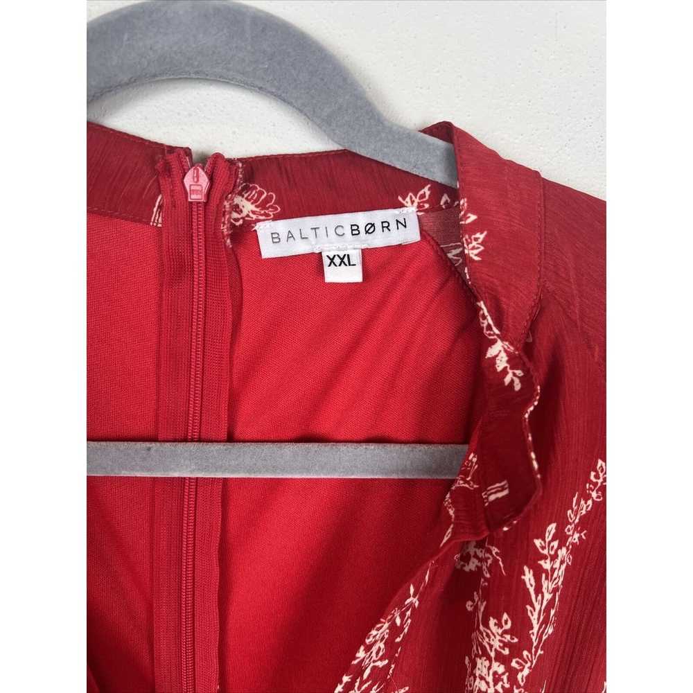 Baltic Born Red Floral Flutter Sleeve MIDI Dress … - image 5