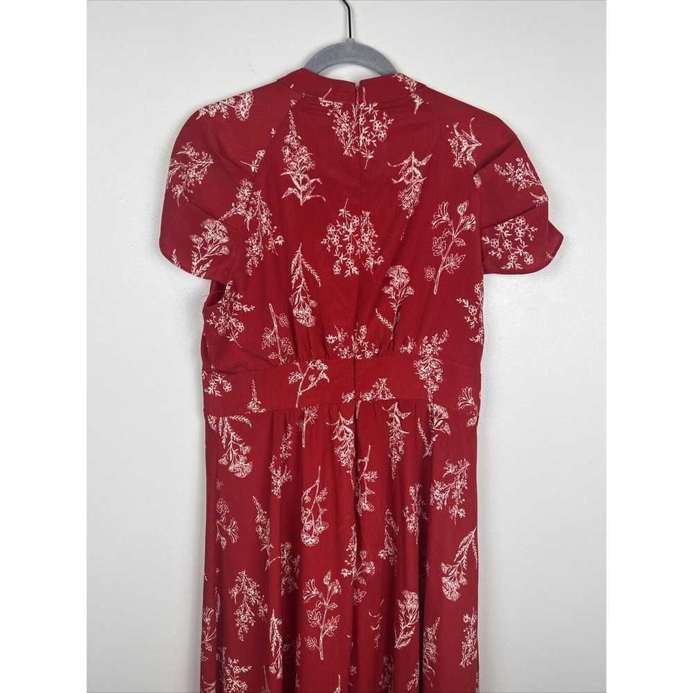 Baltic Born Red Floral Flutter Sleeve MIDI Dress … - image 7